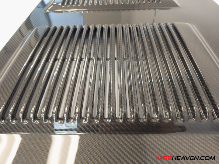 MR2Heaven Full Pre-Preg/Dry Carbon Fiber OEM Turbo Style Engine Lid - Fiberglass and Carbon Fiber Available