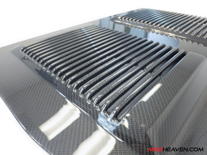 MR2Heaven Full Pre-Preg/Dry Carbon Fiber OEM Turbo Style Engine Lid - Fiberglass and Carbon Fiber Available