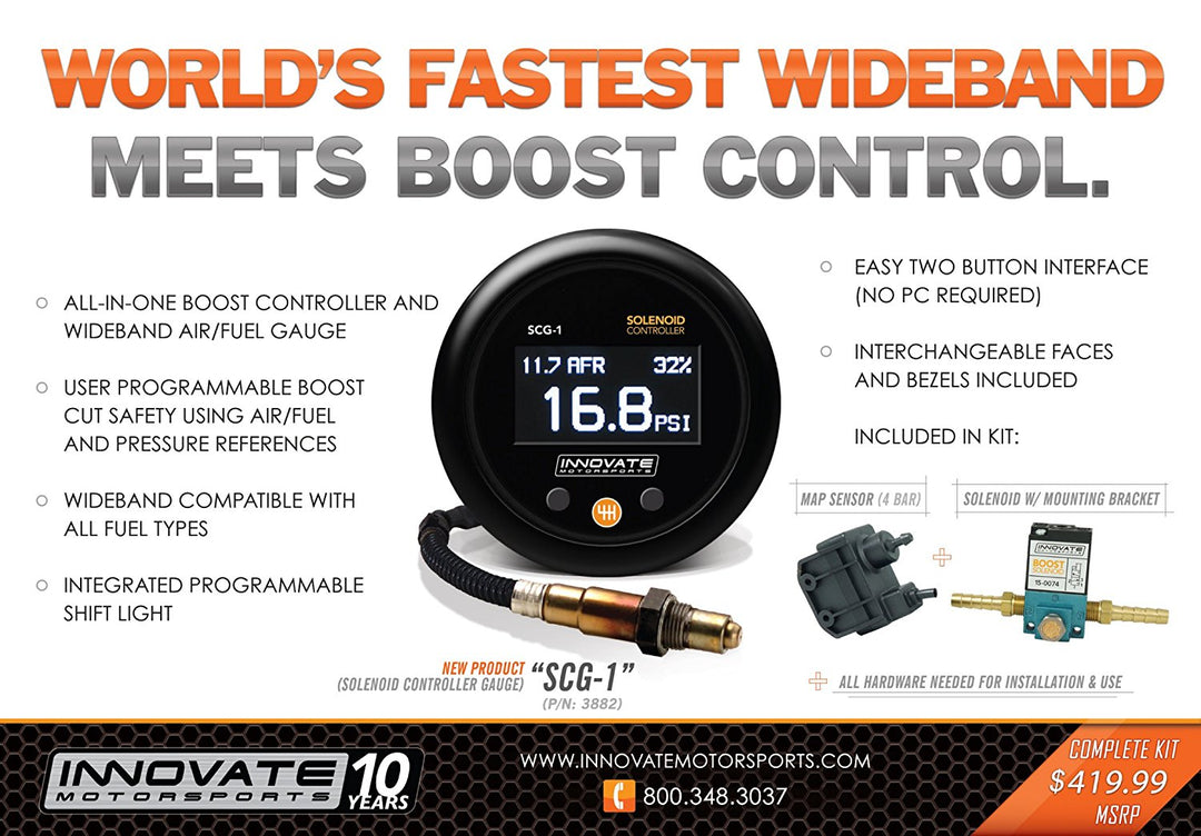 INNOVATE SCG-1: Electronic Boost Controller & Wideband Air Fuel Ratio Gauge