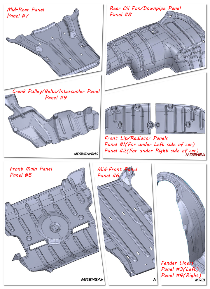 MR2Heaven Underbody Panel Reproductions - Increased Thickness/Durability - SW20 MK2