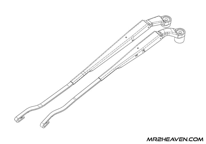 Reproduction 1991-1998 MR2 Wiper Arms With 1993+ Updated "J Hook" Mounting System - ***2024 - RHD & LHD Available***