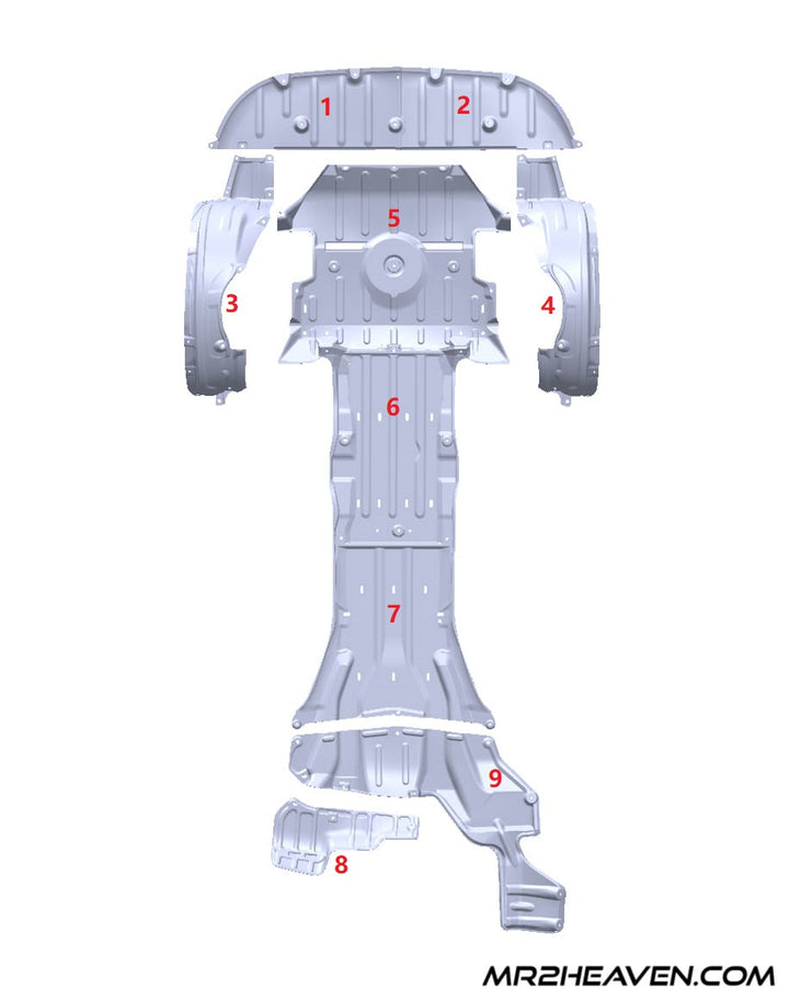 MR2Heaven Underbody Panel Reproductions - Increased Thickness/Durability - SW20 MK2