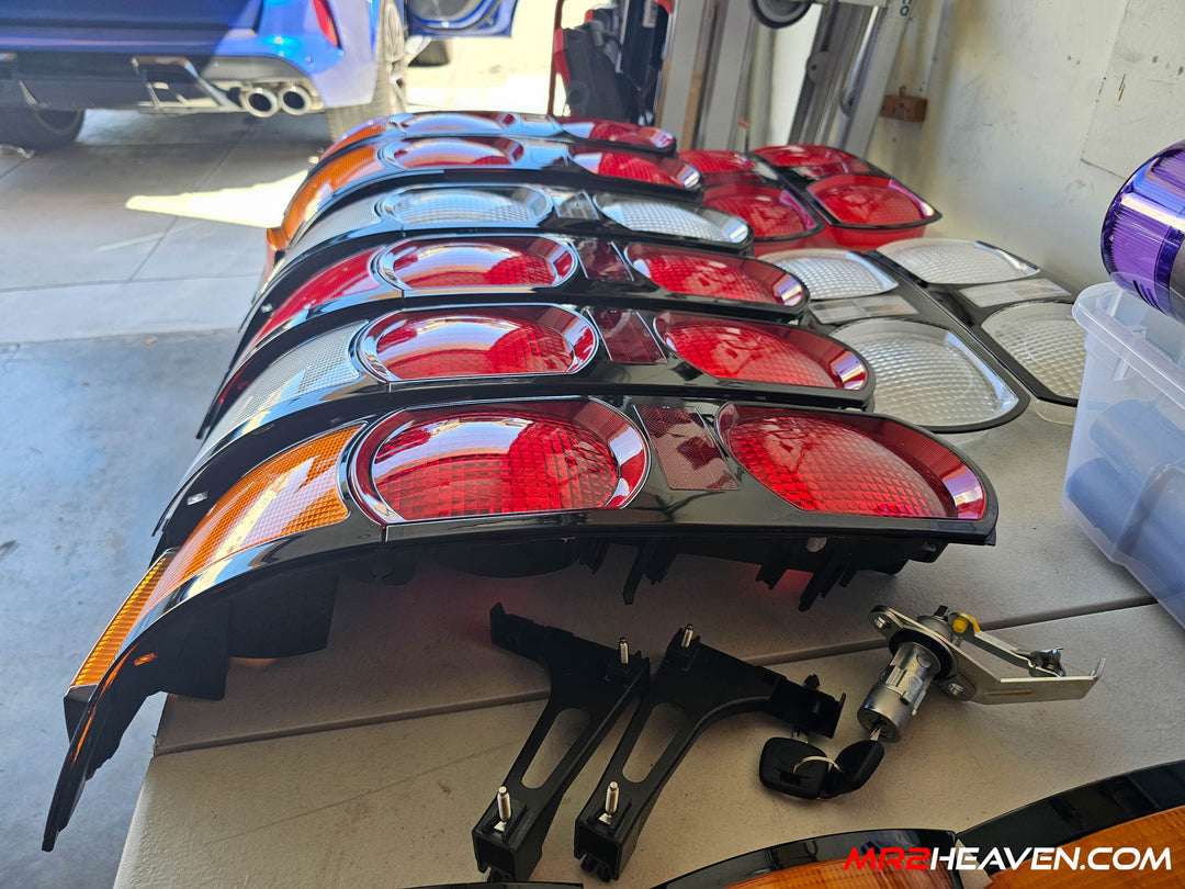 MR2Heaven Reproduction Kouki Tail Lights - Side Triangle Lens - "JDM Square Pattern Version" with ABS Base Plate [Amber, Red & Clear Available]