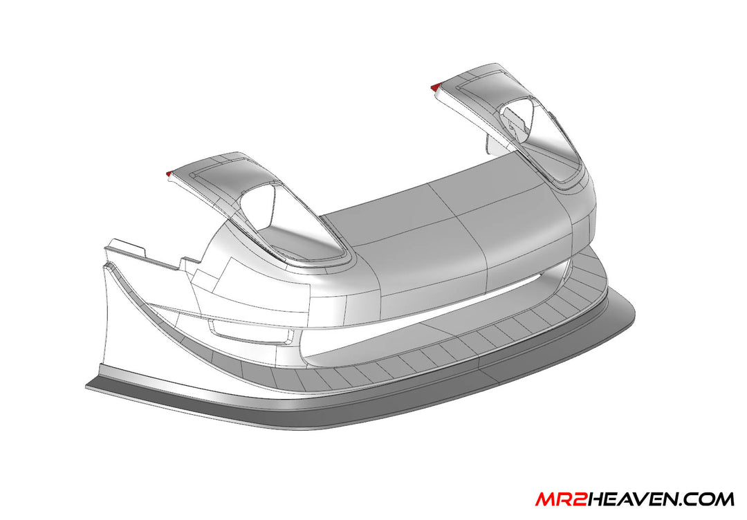 MR2Heaven Phoenix Power Style Front Bumper Front Lip #2 - Fiberglass and Carbon Fiber Available