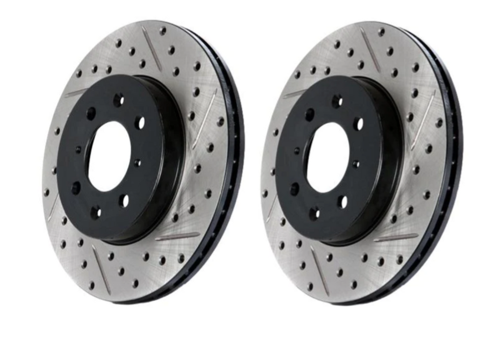 StopTech 127.44103L & 127.44104R - High Performance Rotors for Front 1993-1998 Supra Twin Turbo - Also fits MR2Heaven Front Big Brake Kits - Drilled & Slotted