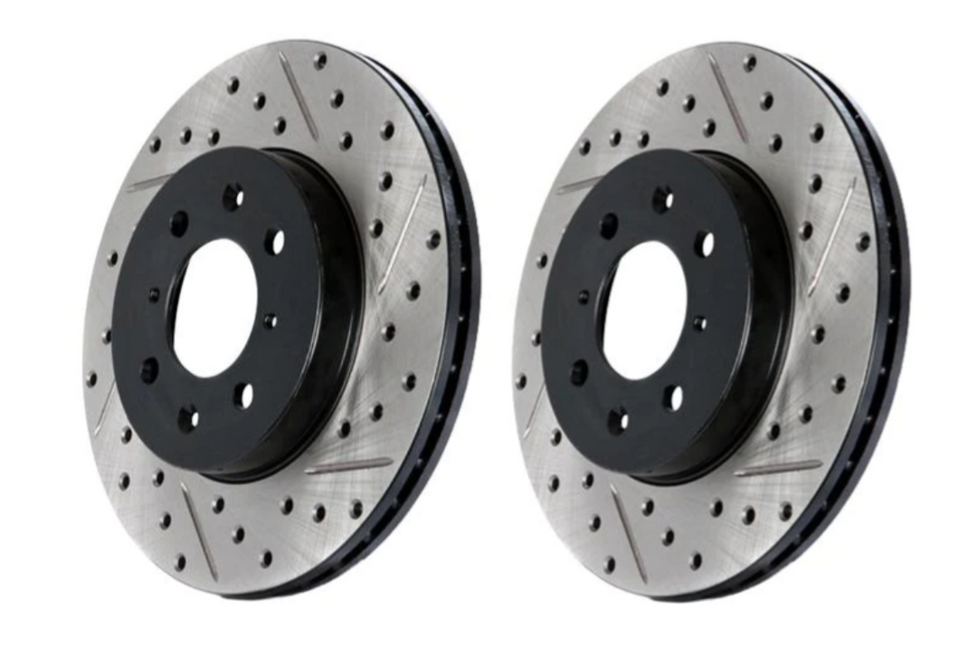 StopTech 127.44103L & 127.44104R - High Performance Rotors for Front 1993-1998 Supra Twin Turbo - Also fits MR2Heaven Front Big Brake Kits - Drilled & Slotted