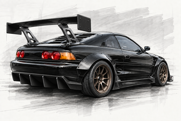 MR2Heaven SW20 Fastback/Hatchback/F-40/Ask Sport Style Engine Lid - Fiberglass and Carbon Fiber Available