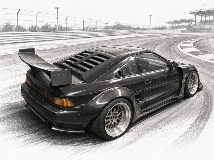 MR2Heaven SW20 Fastback/Hatchback/F-40/Ask Sport Style Engine Lid - Fiberglass and Carbon Fiber Available