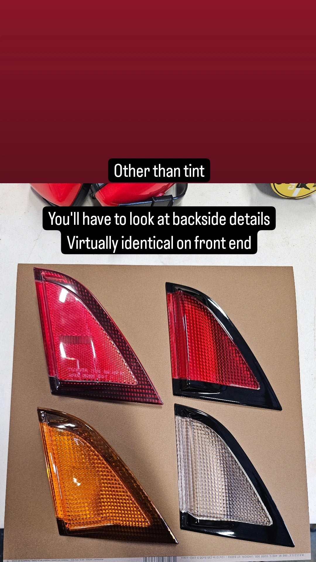 MR2Heaven Reproduction Kouki Tail Lights - Side Triangle Lens - "JDM Square Pattern Version" with ABS Base Plate [Amber, Red & Clear Available]