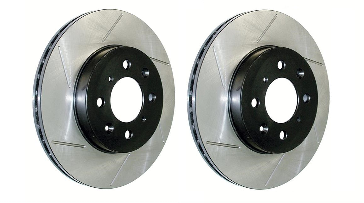 StopTech 126.45071SL & 126.45071SR - High Performance Rotors for Front 2004-2011 RX8 Sport Suspension Trim - Also fits MR2Heaven Rear Big Brake Kits - Slotted
