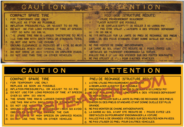 MR2 SW20 Frunk Cover Warning Labels
