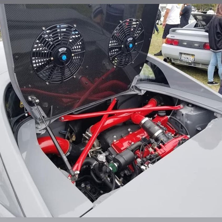 Engine Lid Dual Fan Shroud (Forged Carbon Fiber/Mirror Finish/Carbon Fiber/Raw Aluminum)