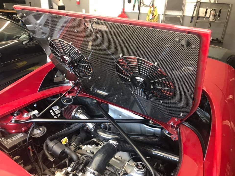 Engine Lid Dual Fan Shroud (Forged Carbon Fiber/Mirror Finish/Carbon F ...