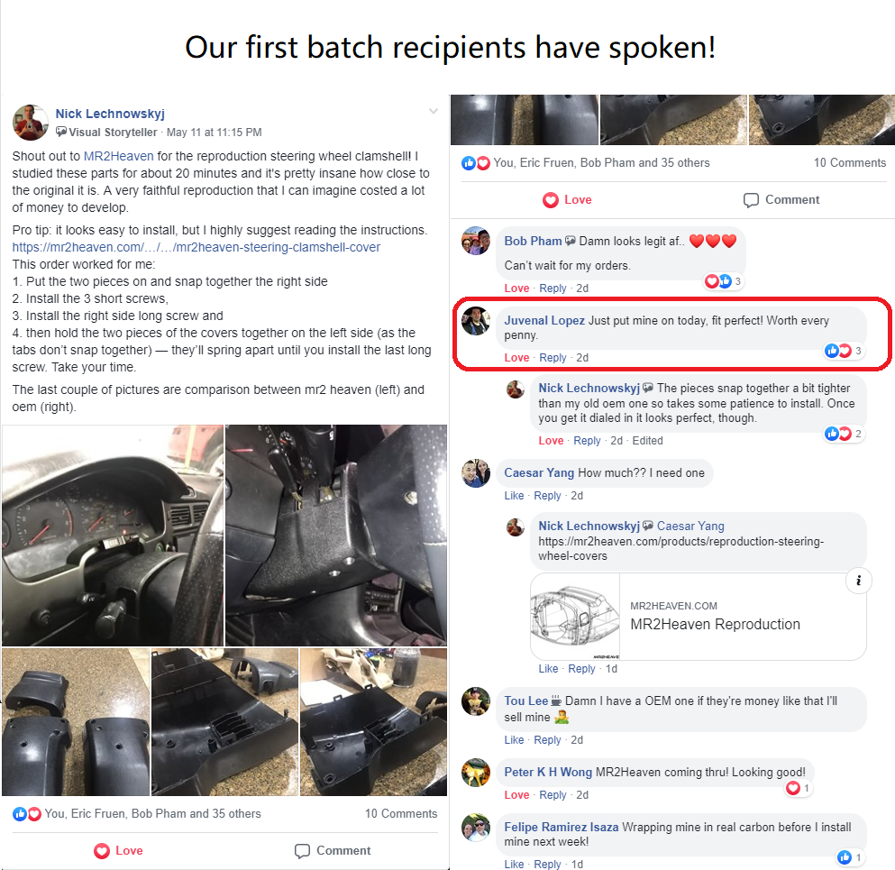 MR2Heaven Reproduction Steering Column Covers (Carbon Fiber Available